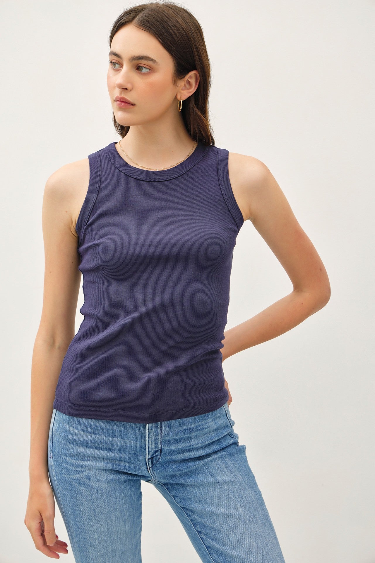 River Basic Cotton garment Dyed Round Neck Tank