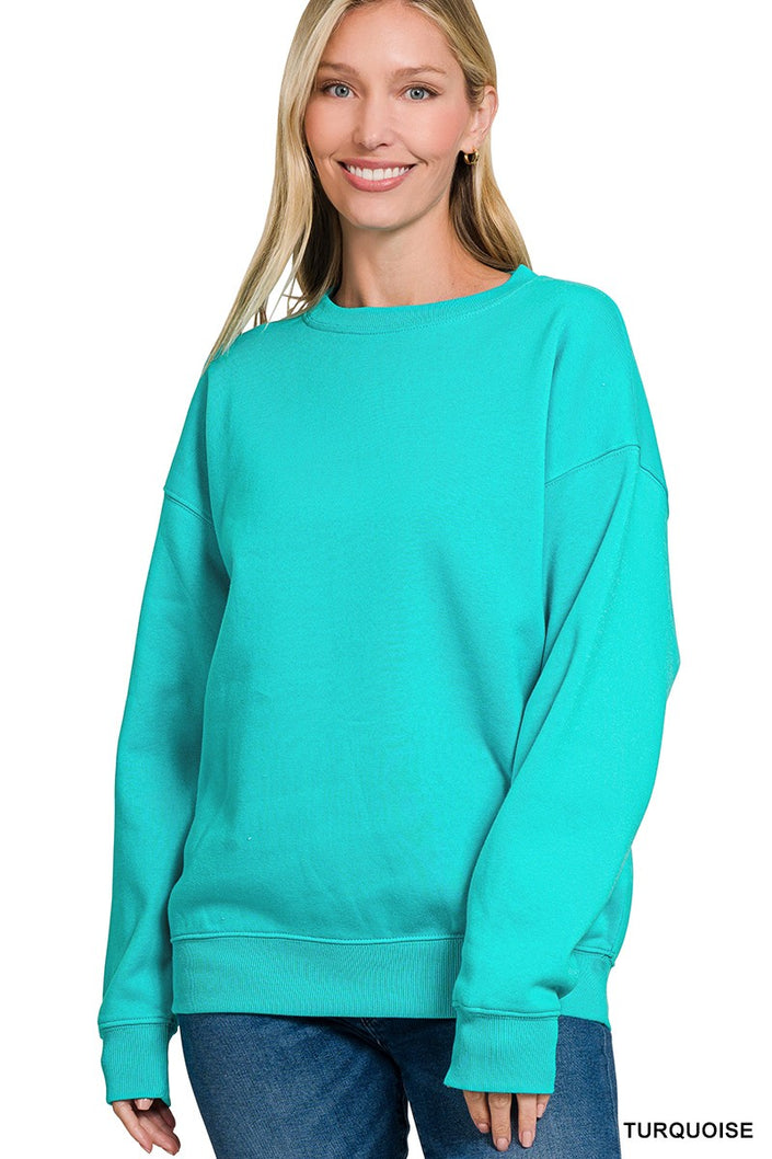 Fleece Crewneck Pullover Sweatshirts turquoise 