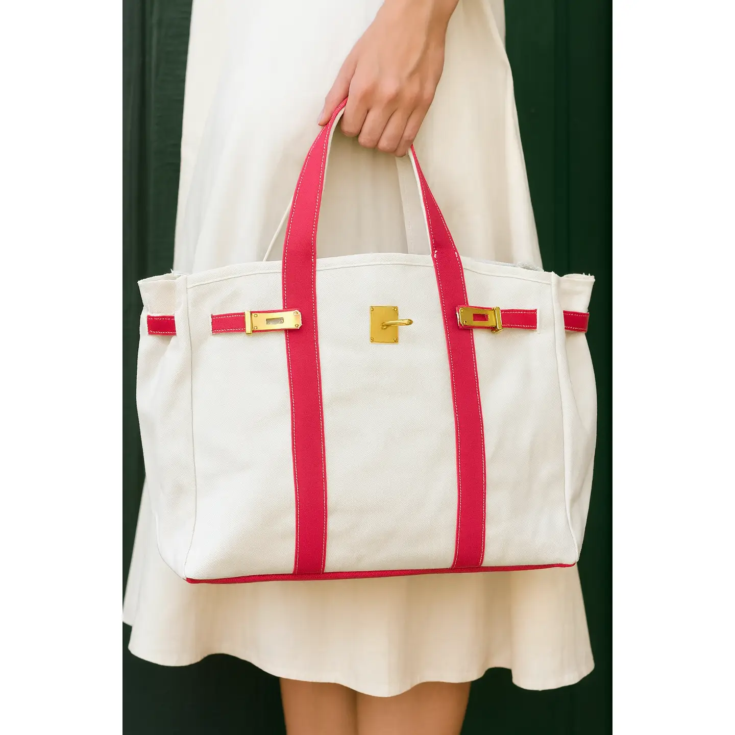 Canvas Totekin Boat Bag red trim