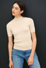 Shallan Fitted Short Sleeve Ribbed MockNeck Sweater vanilla