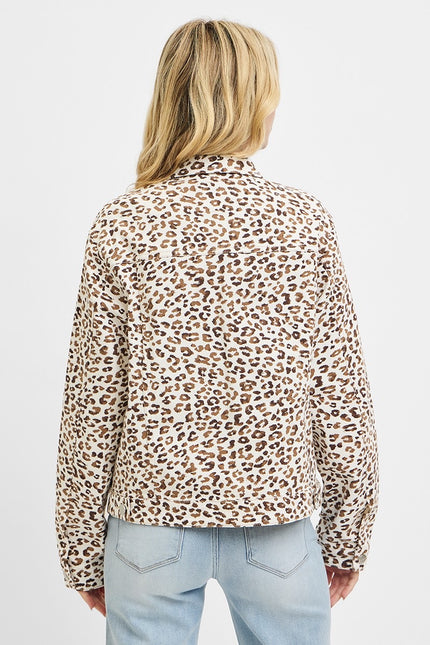 Leopard Print Oversized Jacket Stretchy