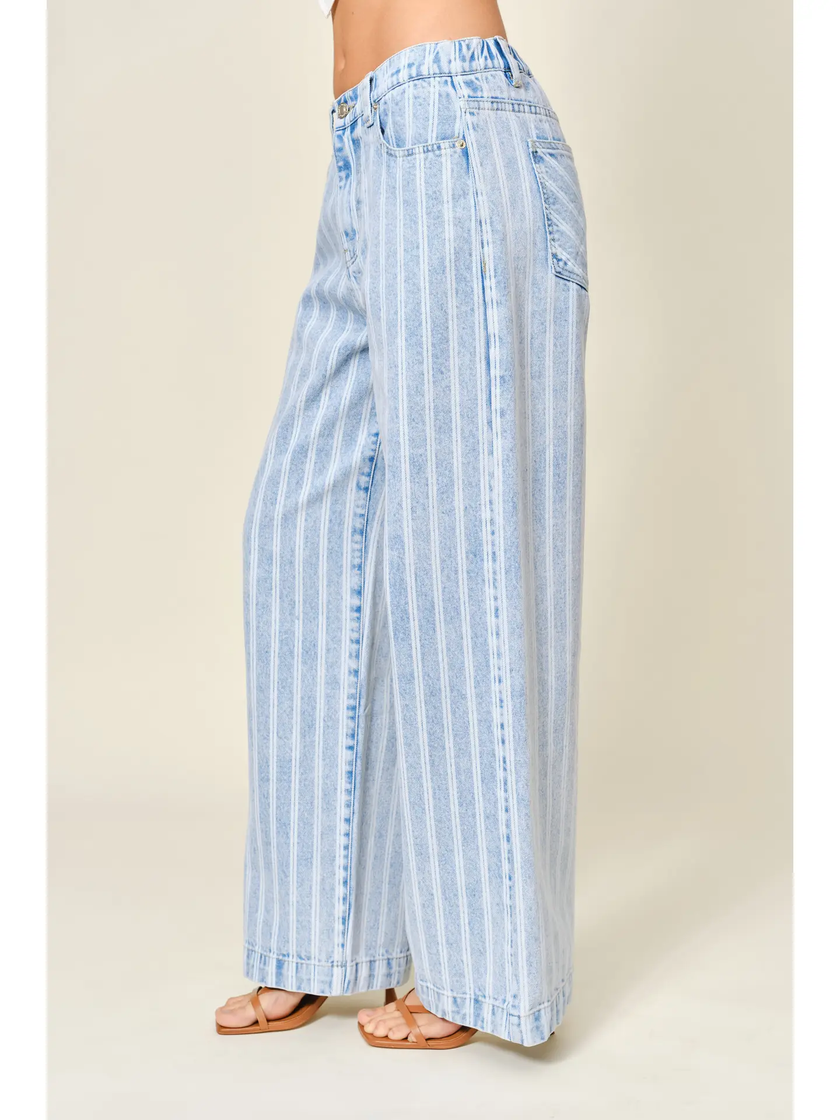 Alex Striped Denim Barrel Pants