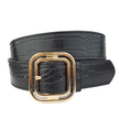 Alligator-Print Gold Buckle Belt