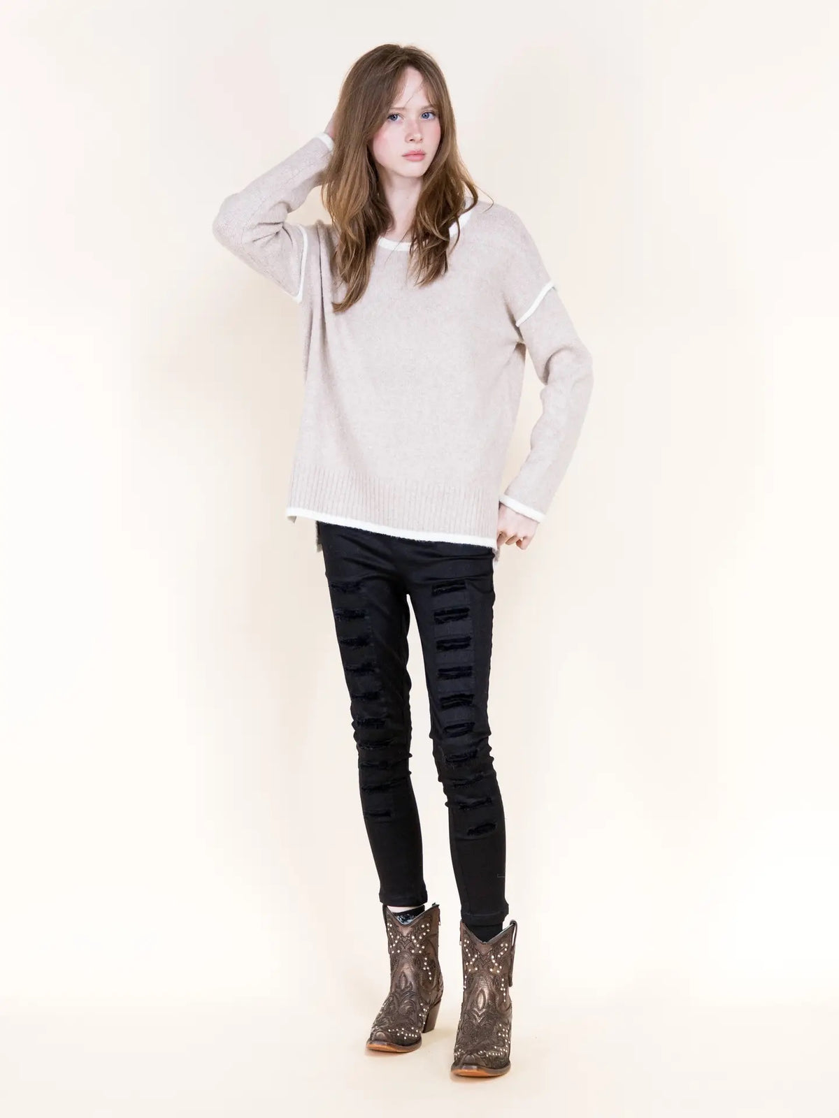 Polly Contrast Hem Sweater