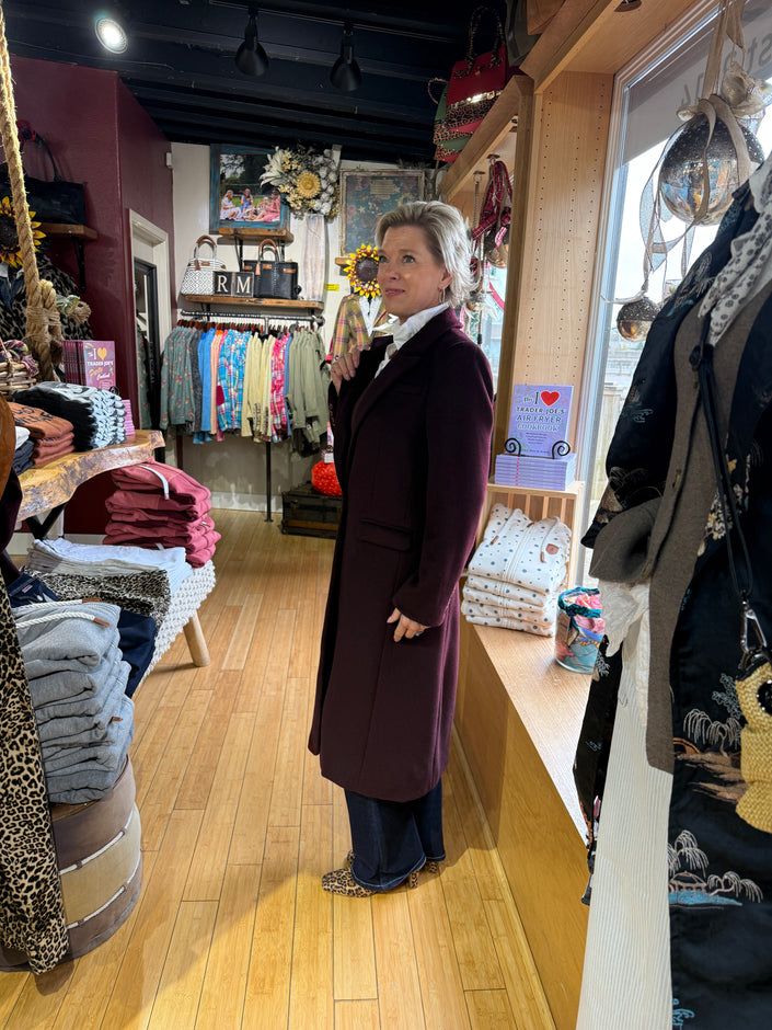 Gabriela Brushed wool Blend Coat merlot side