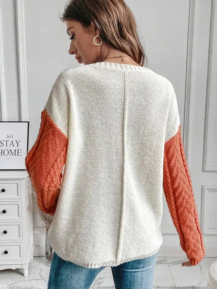 Cable Knit Drop Shoulder Sweater