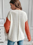 Cable Knit Drop Shoulder Sweater