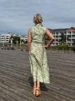 Wild Tides Sleeveless Dress, sage cream print-back