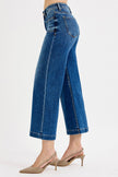 Mid Rise Crop Wide Leg W Patch Pocket Jean