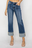 Tara High Rise Cuffed  Straight Wide Jean