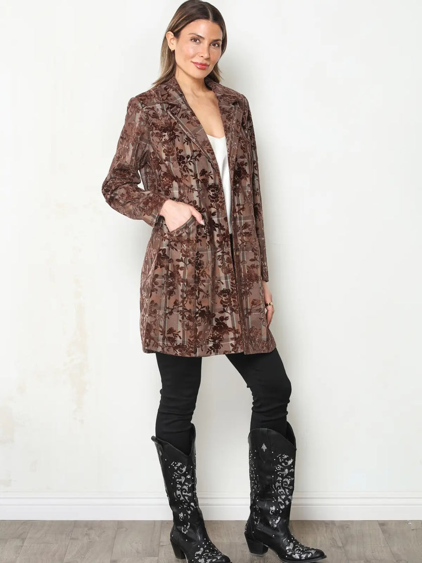 Fiona Flocked Plaid Jacket