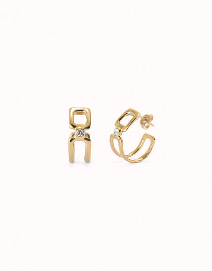 Double 18K gold-plated hoop earrings with white topaz 