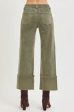 Tummy Control Mid Rise Crop Wide Leg Wide Cuffed Pants