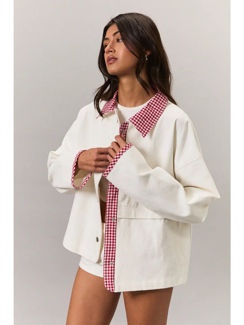 Jacket with Gingham Trim