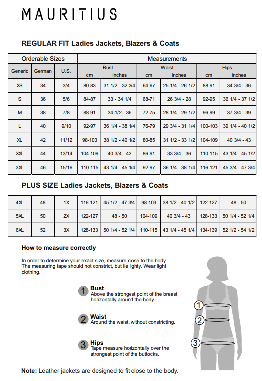 WILD RF Womens Leather Jacket sizing