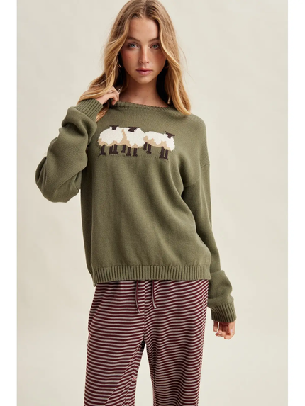 Sheep Trio Crew Neck Sweater