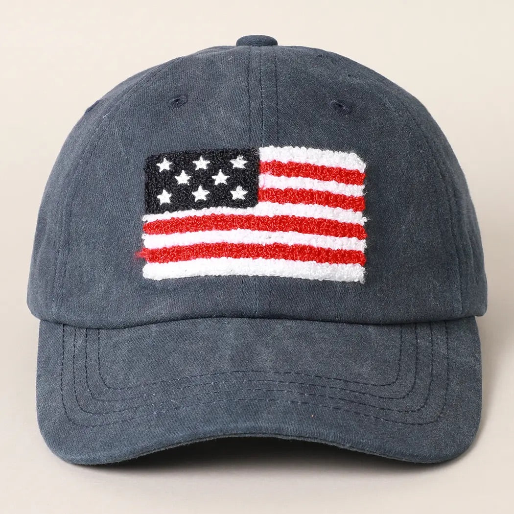 American Flag Patch Baseball Cap Navy