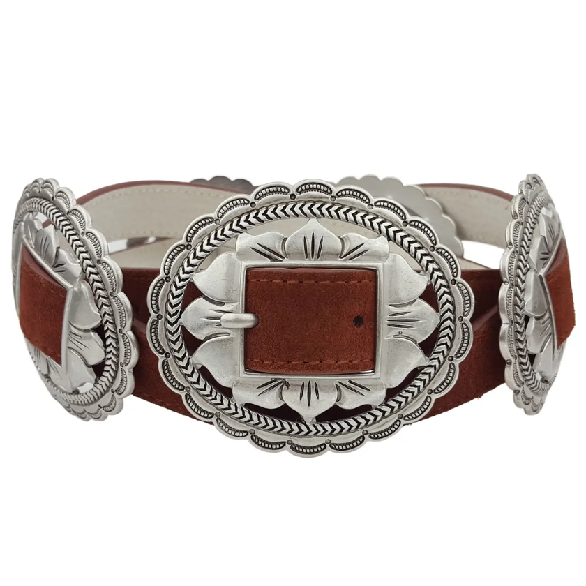 Genuine Suede Concho Belt brown