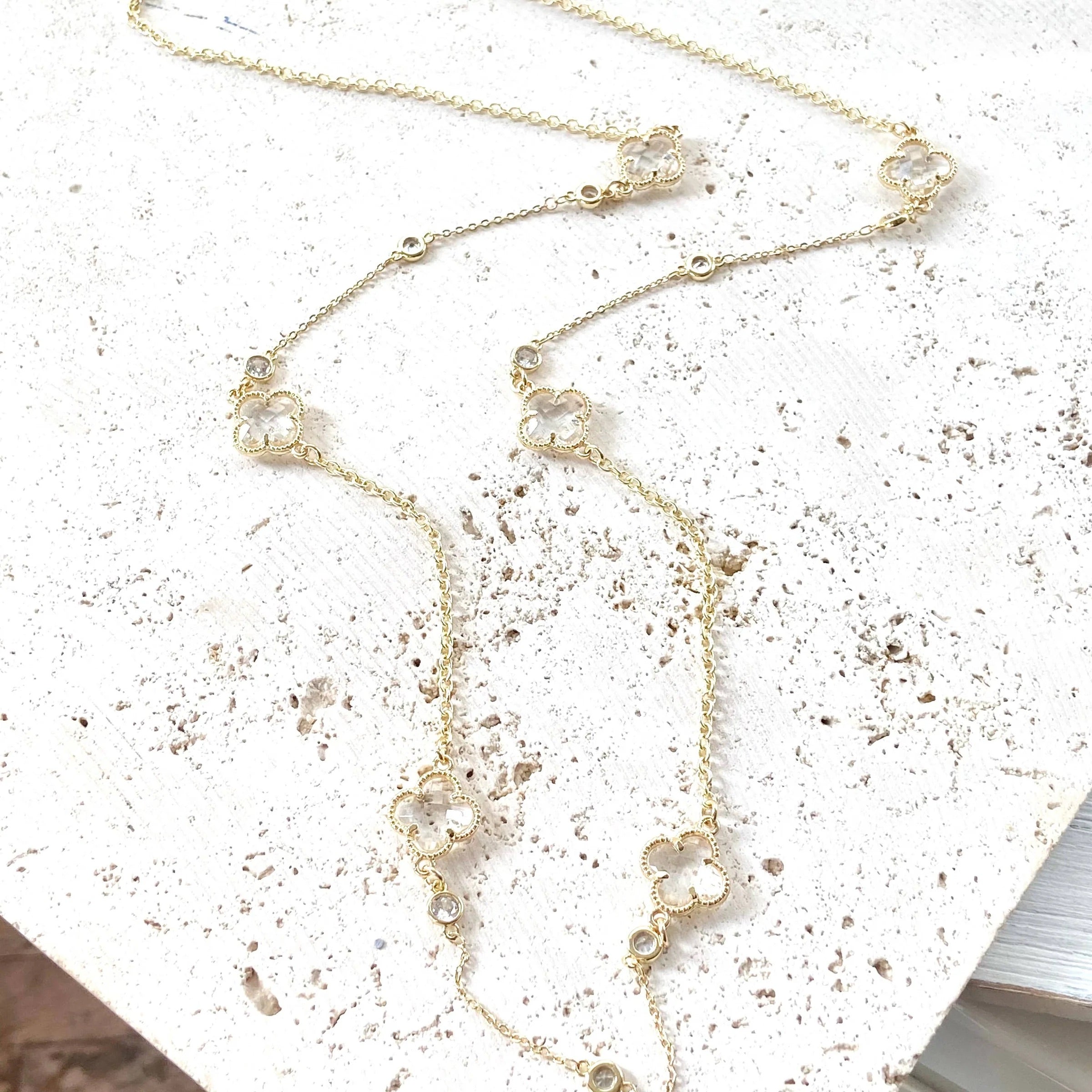 Quatrefoil Clover Long Layering Necklace