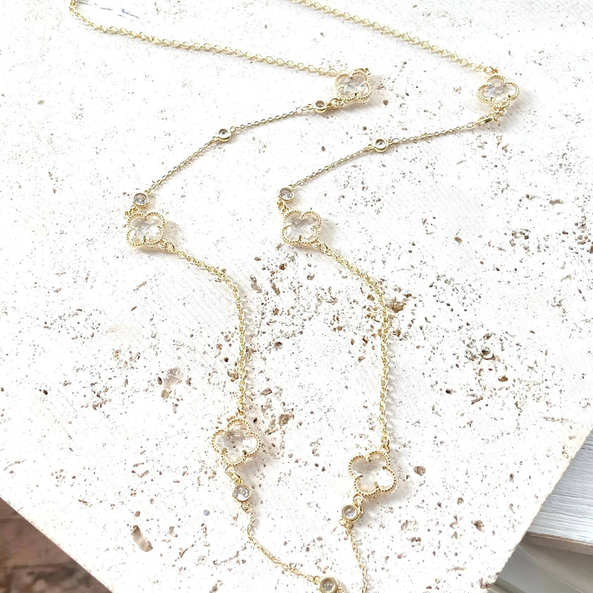 Quatrefoil Clover Long Layering Necklace