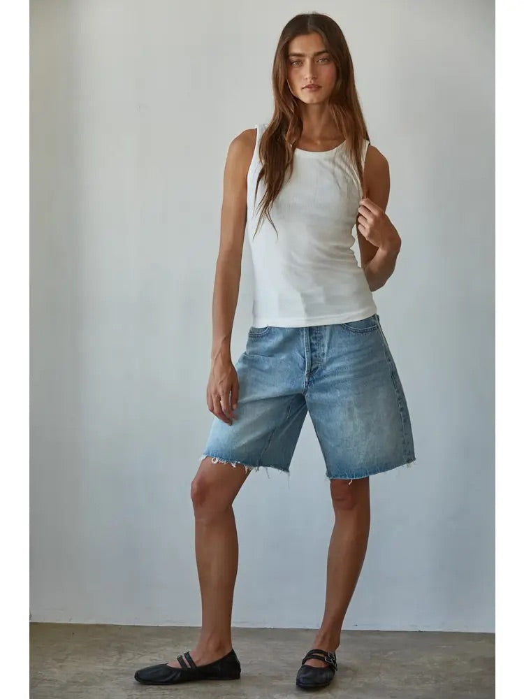 Knit Ribbed Round Neck Tank