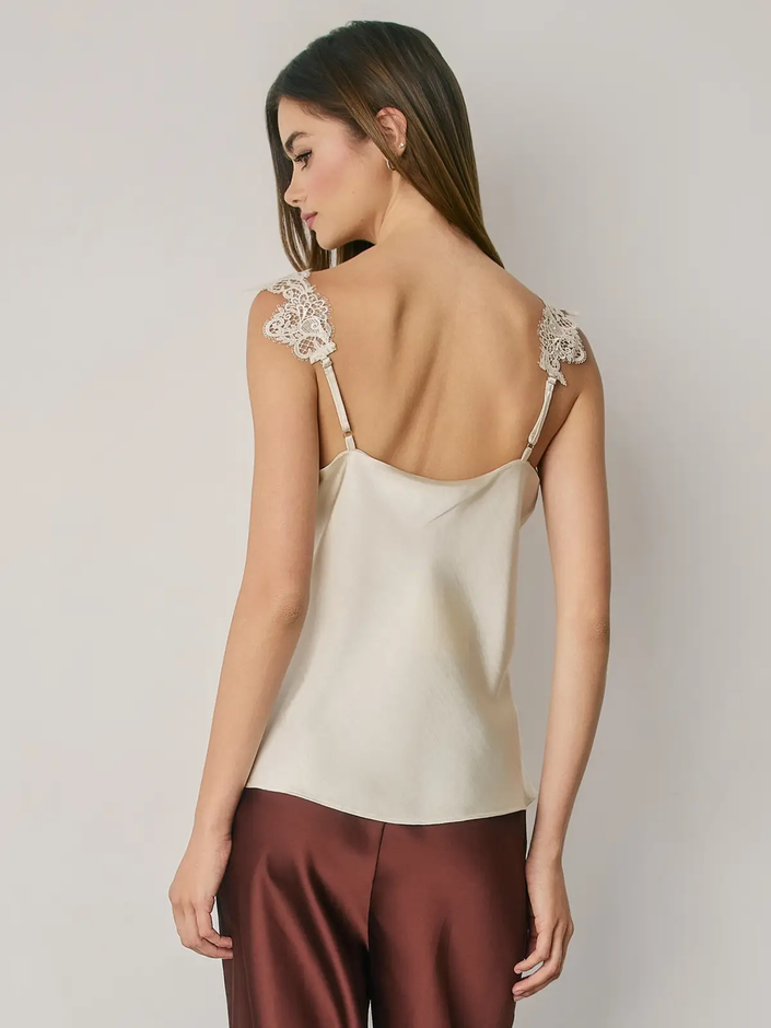 Satin Lace Trim Cami Top
