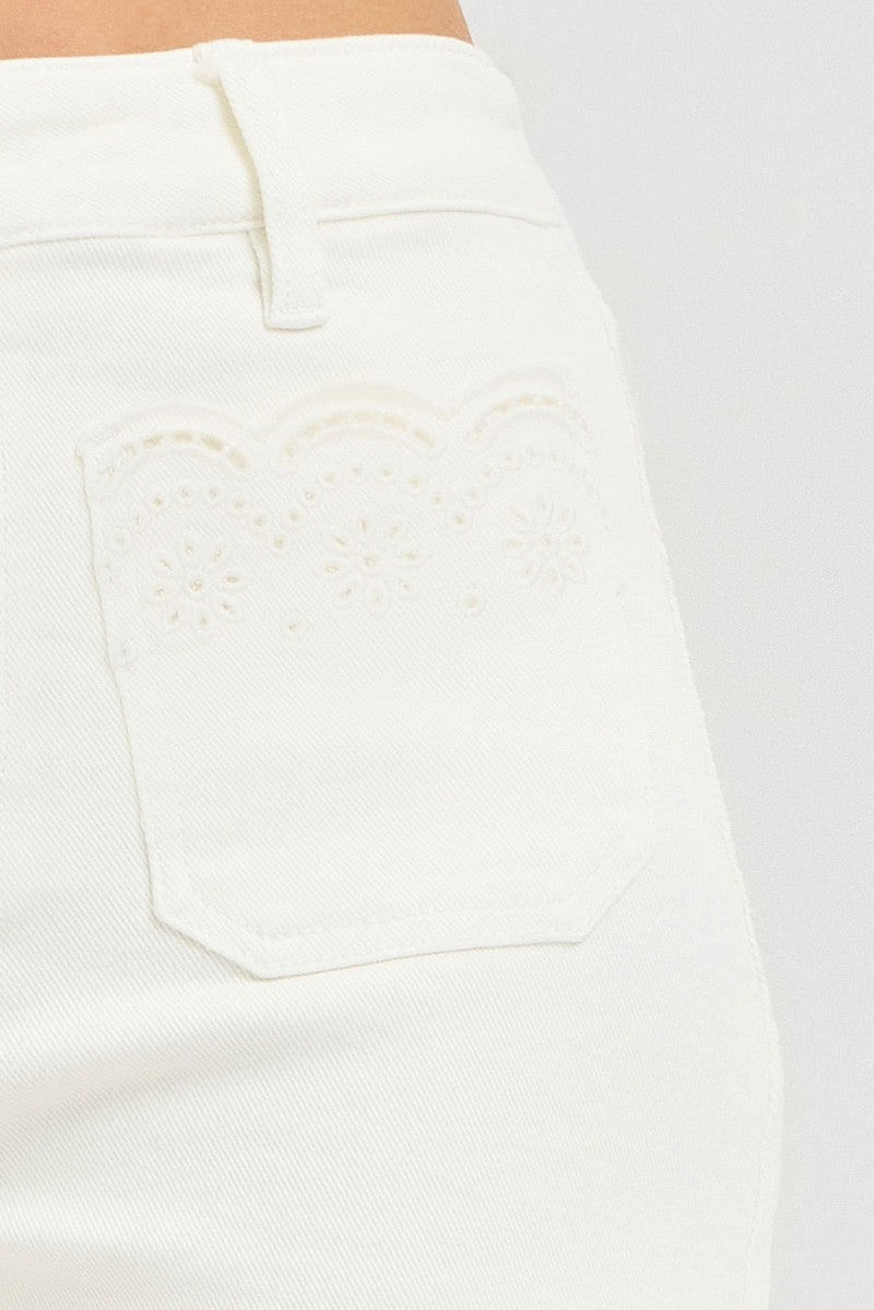 Janice High Rise Scalloped EMB Short