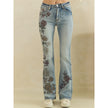Fall Breeze Floral Embroidered Denim Jeans