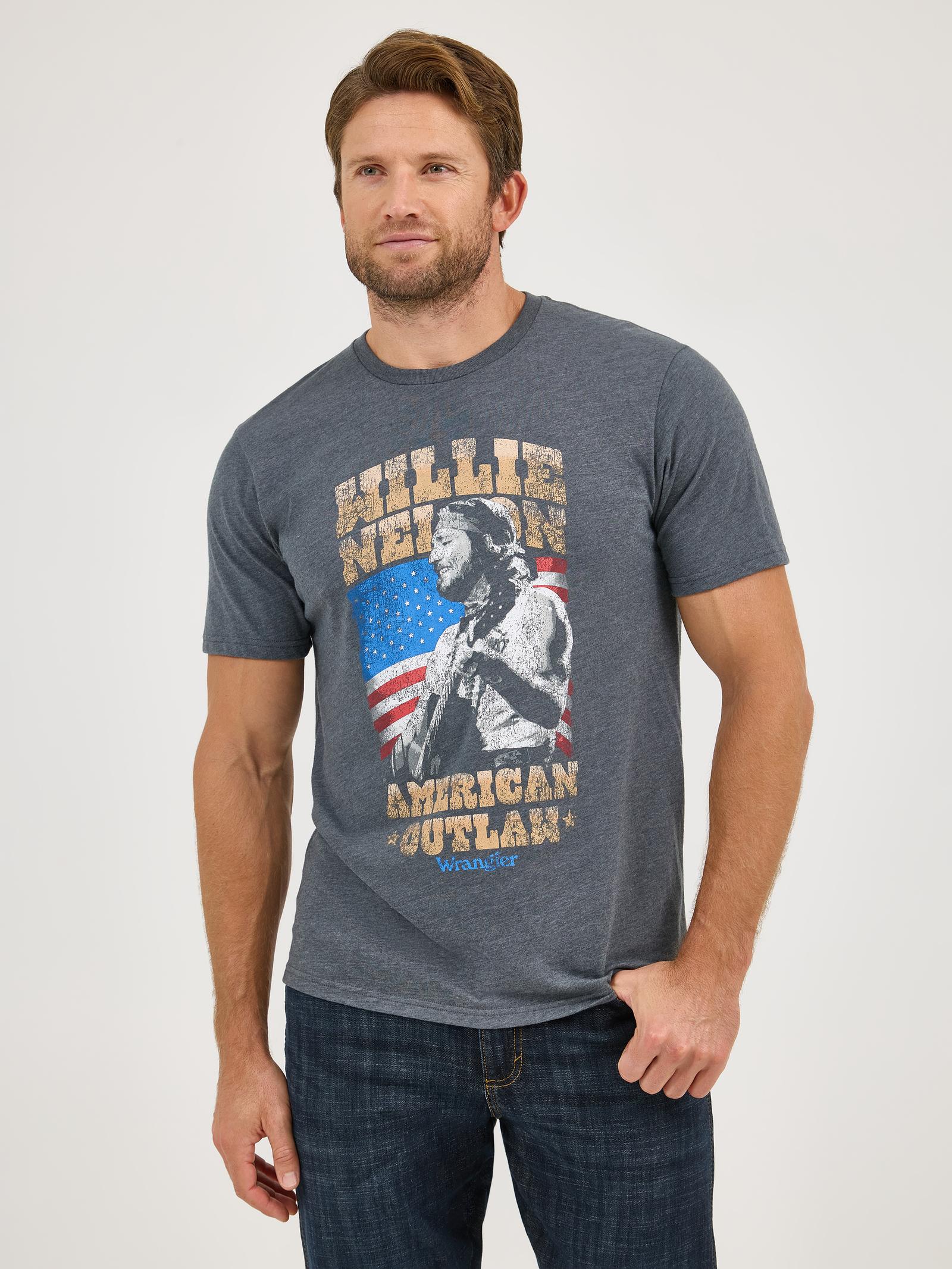 Short Sleeve Graphic T-Shirt - Willie Nelson, grey-front