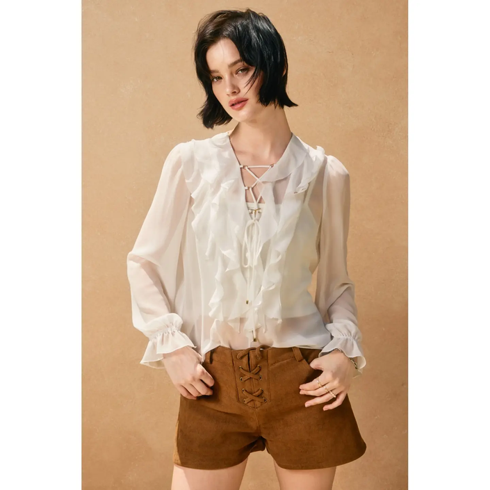Erosion Chiffon Blouse-ivory-front