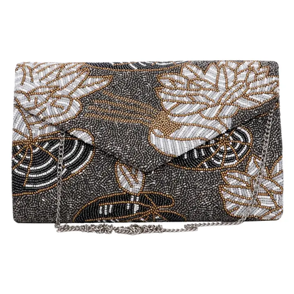 Beaded Pewter Floral Envelope