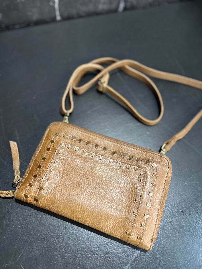 Grant Studded Zip All Around Wallet cognac