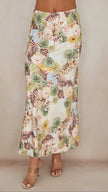 All Over Print Silky Floral Maxi Skirt