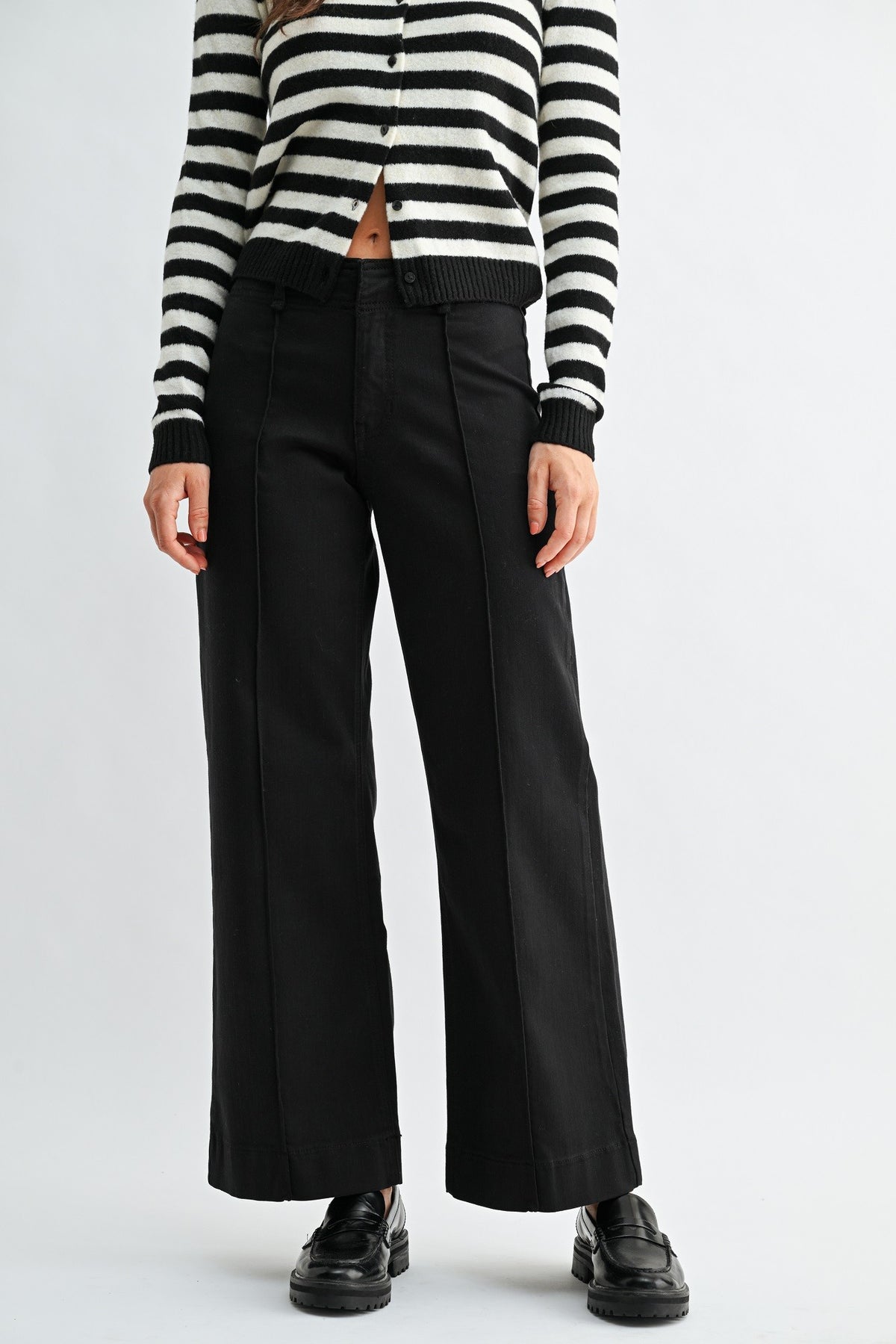 TWILL WIDE LEG TROUSER PANT