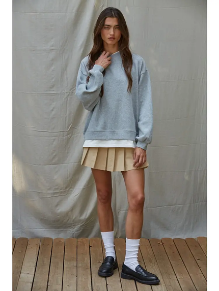 Knit Crew Neck Sweatshirt Top