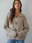 Mindy Cable Knit Mock Dongle Cardigan