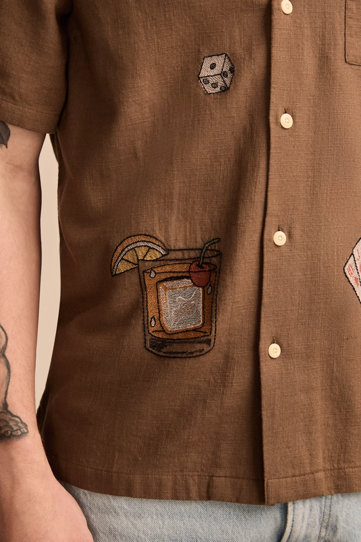 Embroidered Camp Collar Shirt Teak