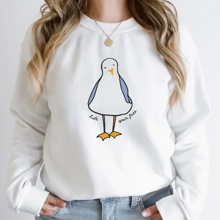 HIDE YOUR FRIES - FUNNY SEAGULL GRAPHIC CREW