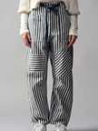 Striped Boho Cotton Pants with Patch