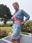 Floral Chain Tied Skirt Pure Denim