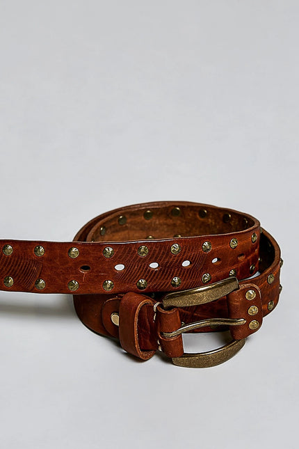 All Over Antique Brass Leather Belt