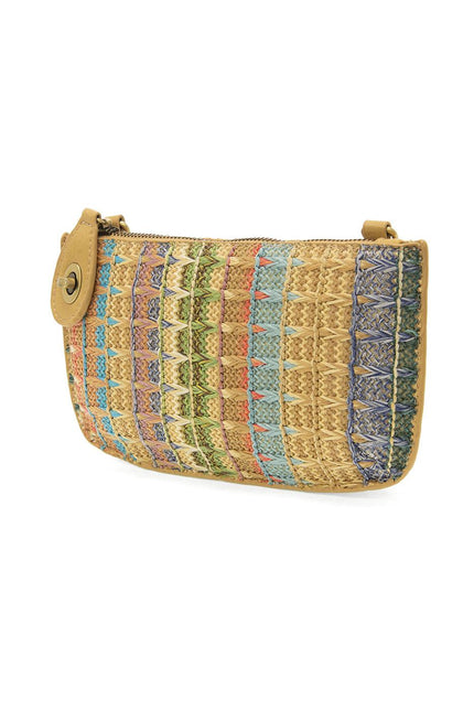 Straw Mini Wristlet Crossbody Clutch neutral multi 
