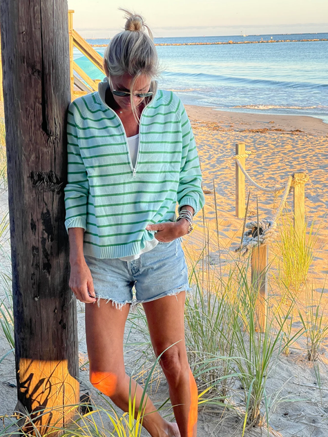 Women's 1/2 Zip Sweater aqua green