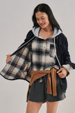 Reversible Cord Flannel Plaid Western Shacket