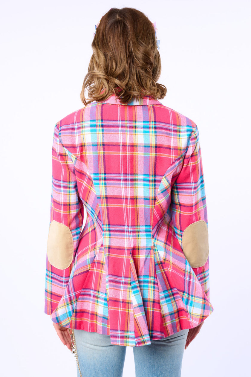 DULCE PLAID BLAZER rose plaid back
