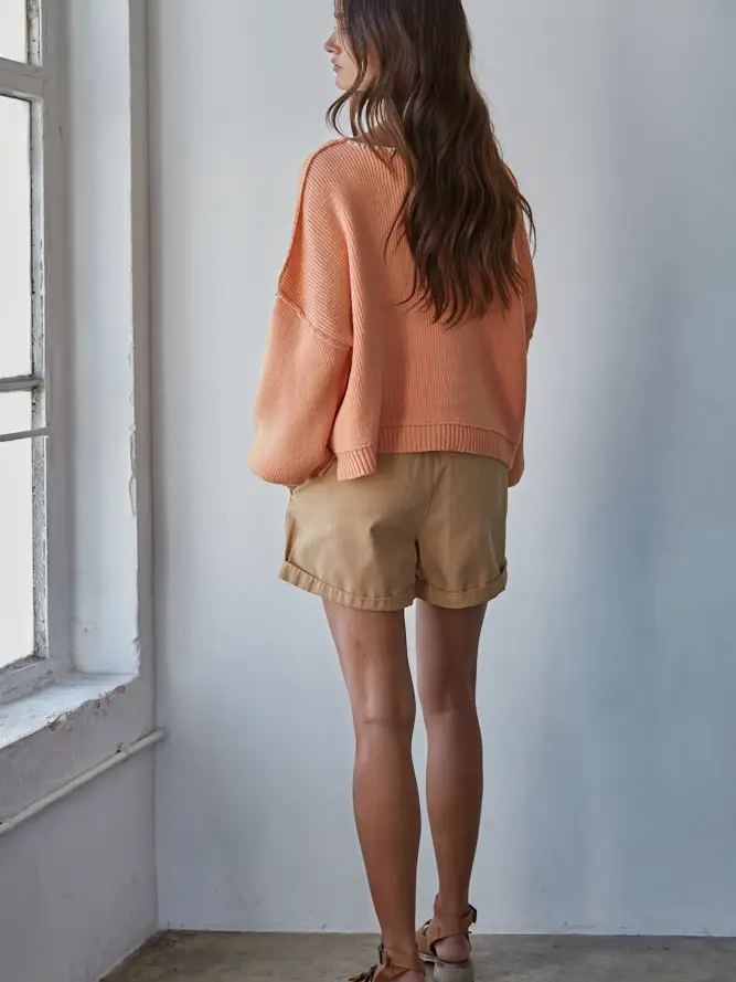 The April Knit Sweater, coral-back