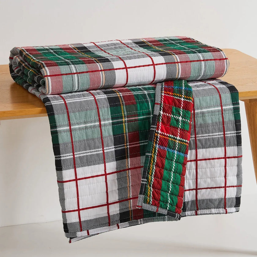 Spencer Plaid Quilted Throw Green