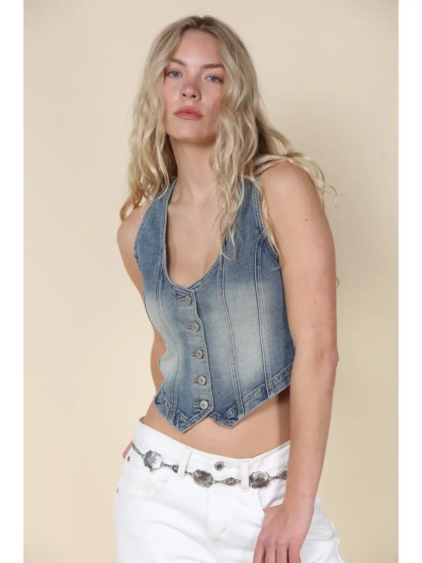 Denim Vintage Vest front