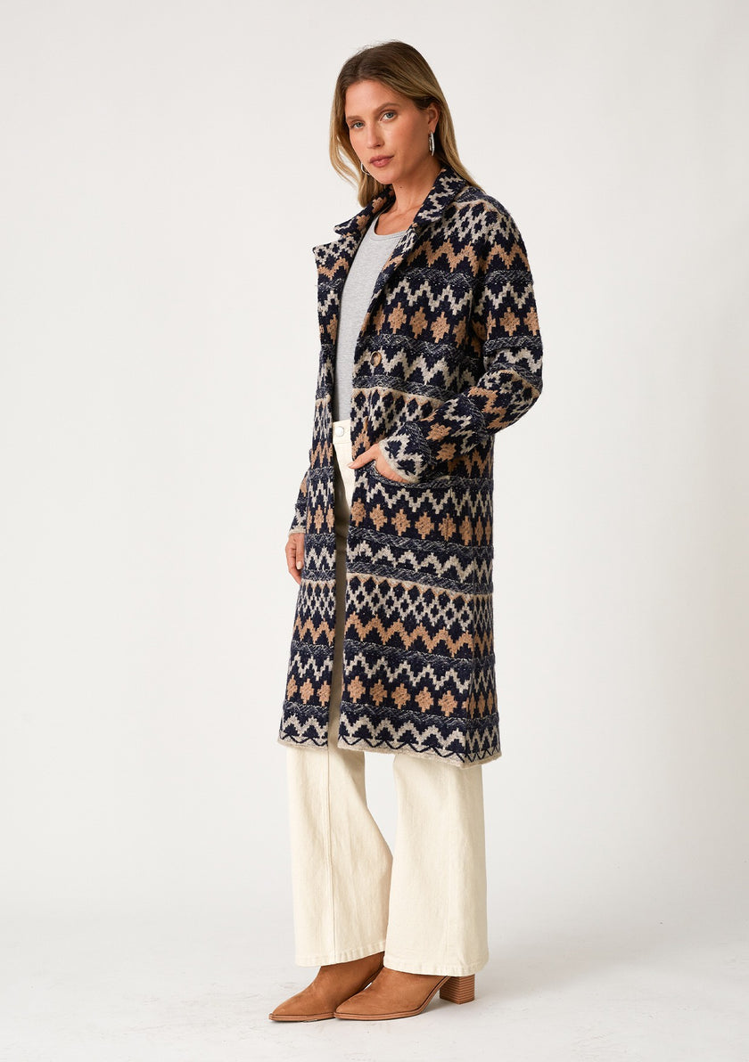 Bohemian Chevron Button Front Knit