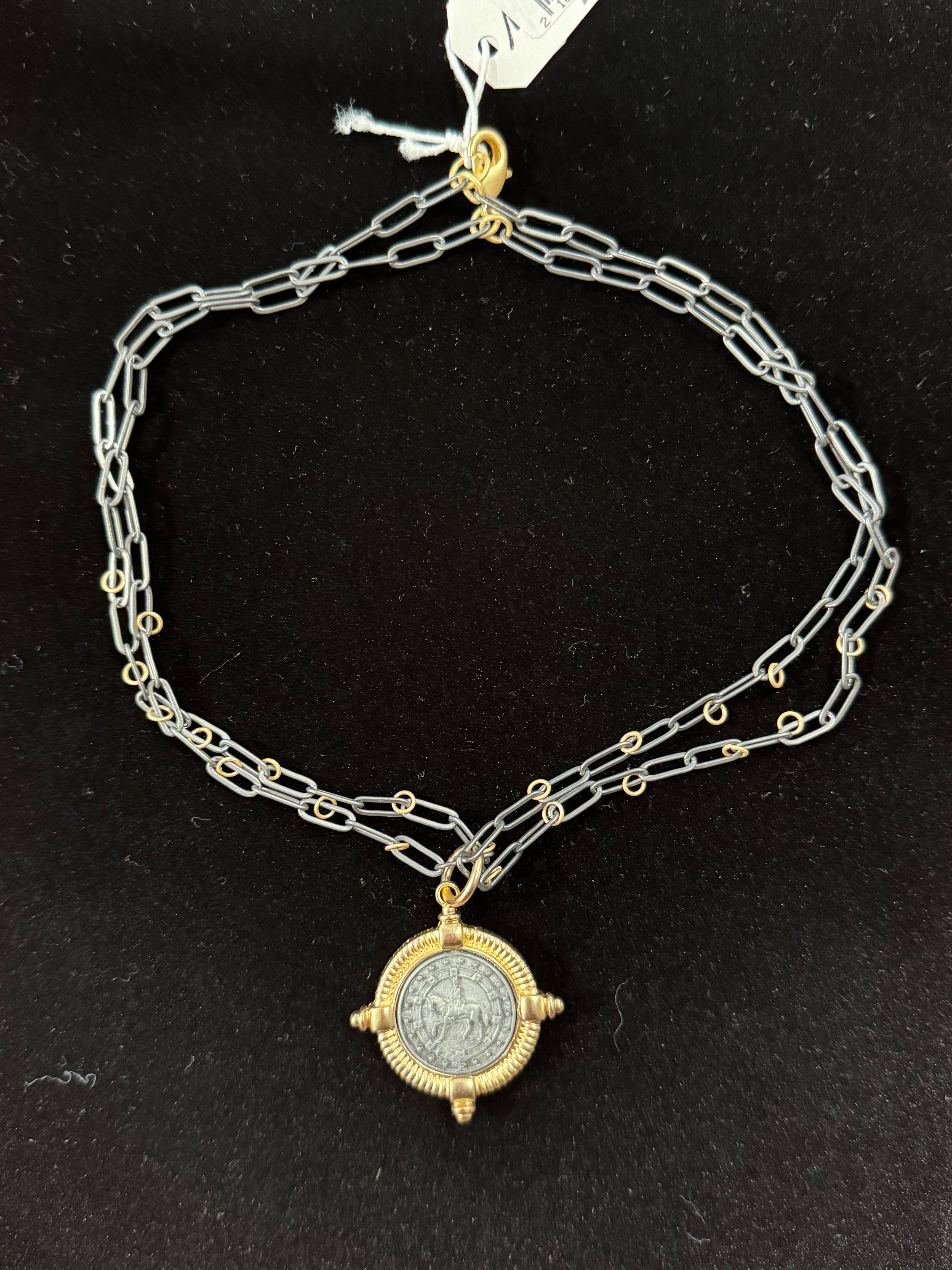 Gunmetal Gold Coin and Chain NW-24-20